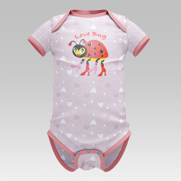 Baby onesie with love bug design