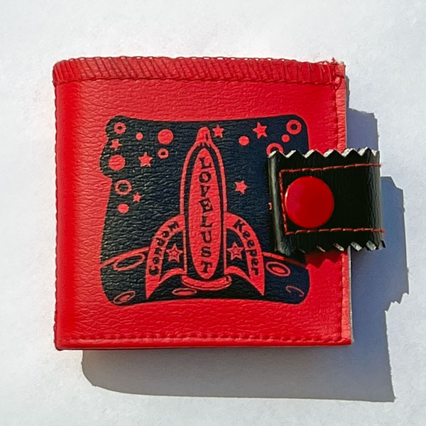 Front of LoveLust condom keeper by K.S. Lewis a wallet for keeping condoms